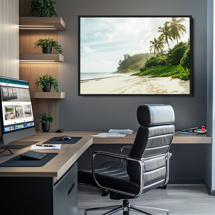 Relaxing Beach Wall Art Canvas Print, Framed Ocean View Art Picture Print, Coastal Serenity Perfect Tropical Coastal Decor Artwork