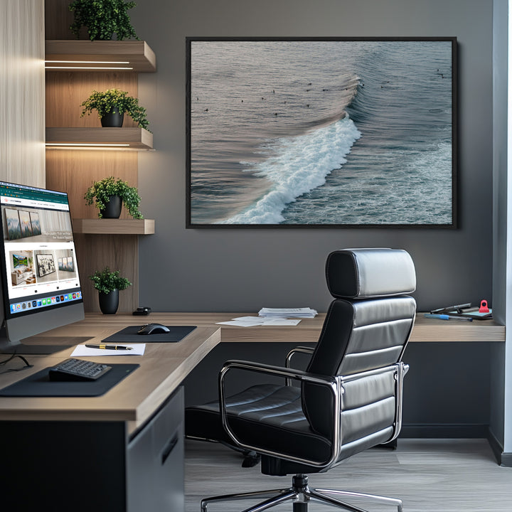 Ocean Waves Wall Art Canvas Print, Framed Coastal Serenity Art Picture Print, Surf Perfect Coastal Decor Artwork