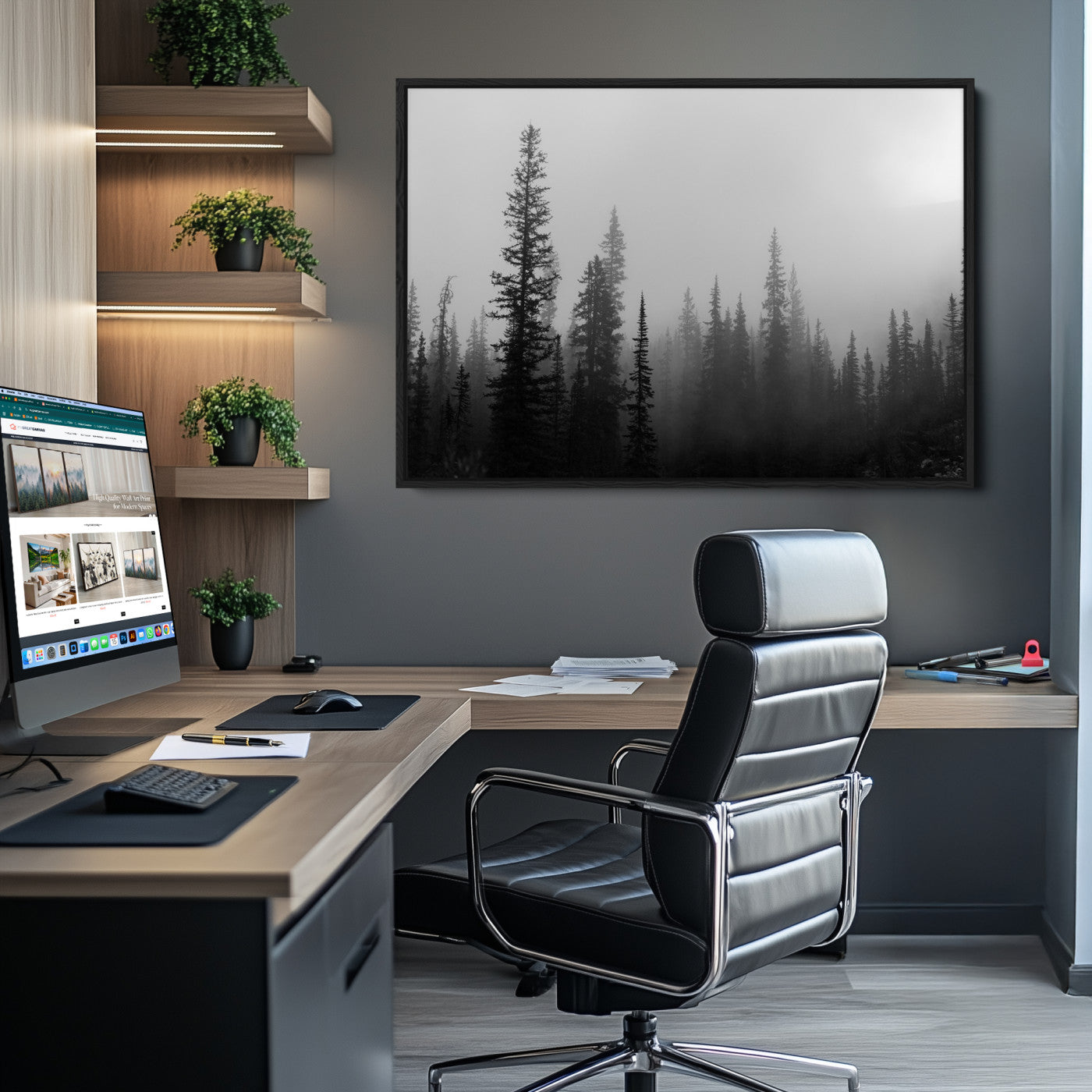 Misty Pines Wall Art Canvas Print - Perfect Rustic Decor