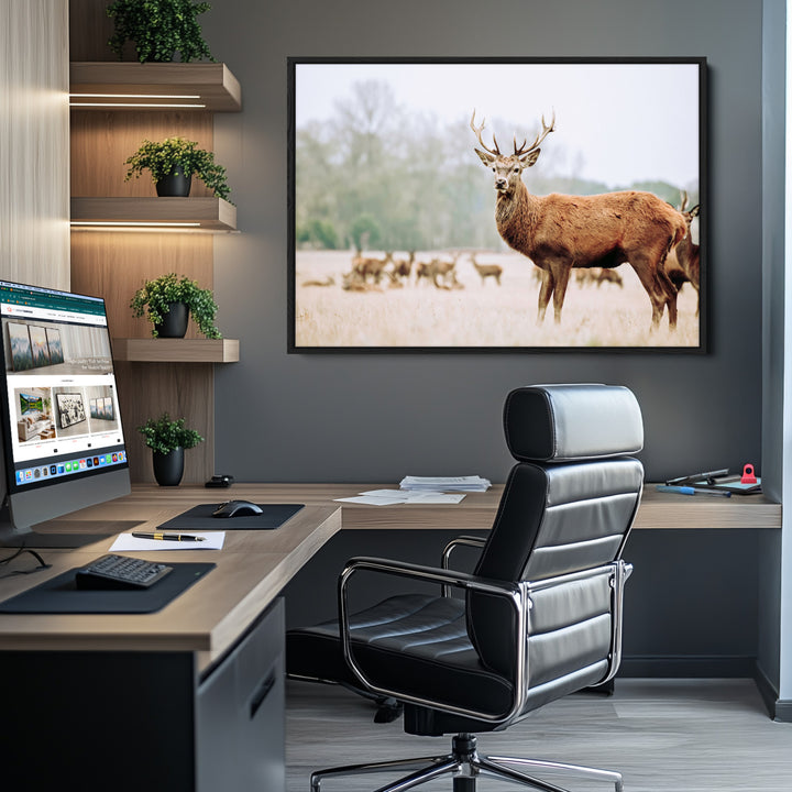 Rustic Nature Print Wall Art Canvas Print, Framed Deer Canvas Wall Art Art Picture Print, Nordic Animal Art Perfect Rustic Nature Decor