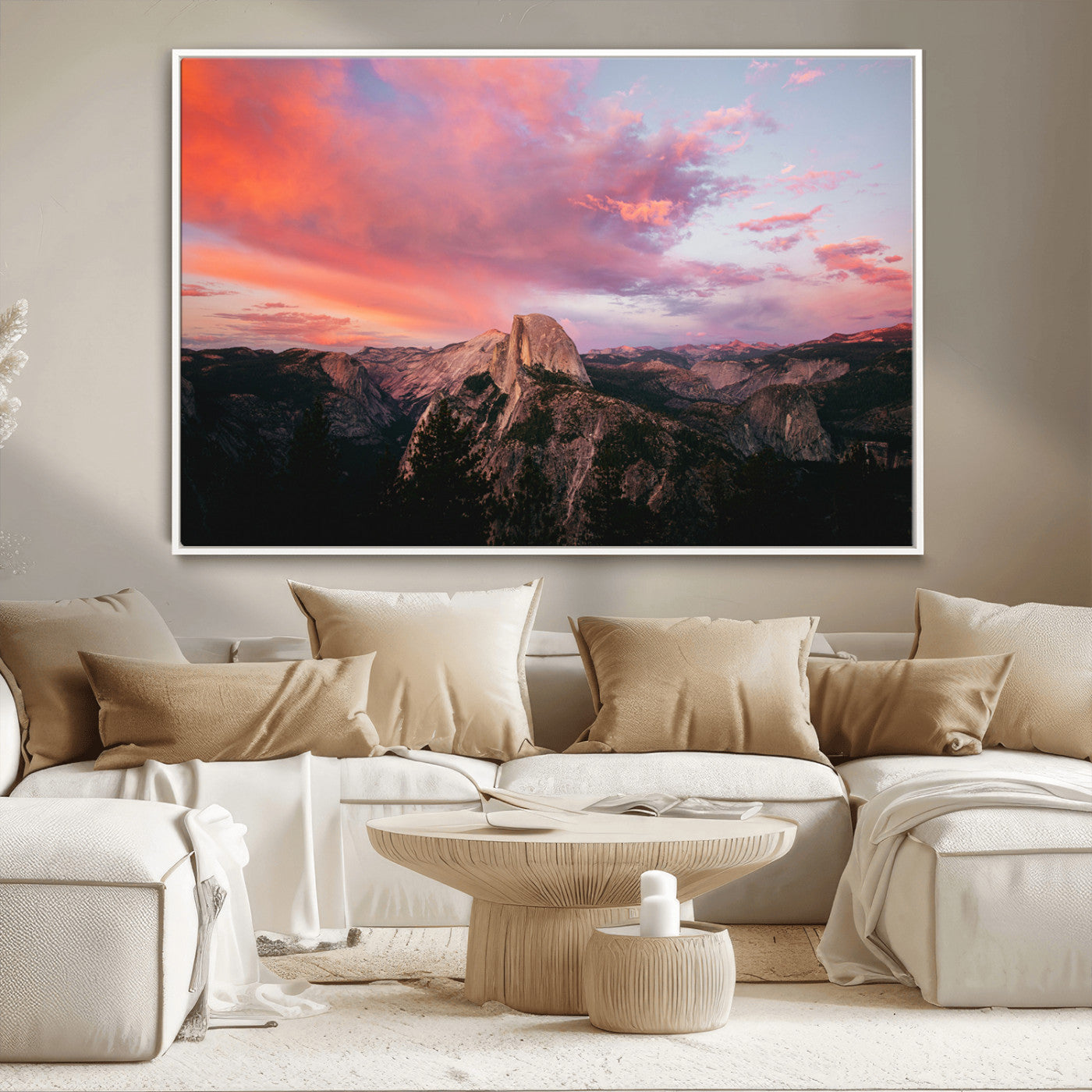 MGV-FC-36X24 - Half Dome Wall Art Canvas Print, Framed Yosemite National Park Art Picture Print, Dramatic Sunset Perfect Adventurous Wilderness Decor Artwork