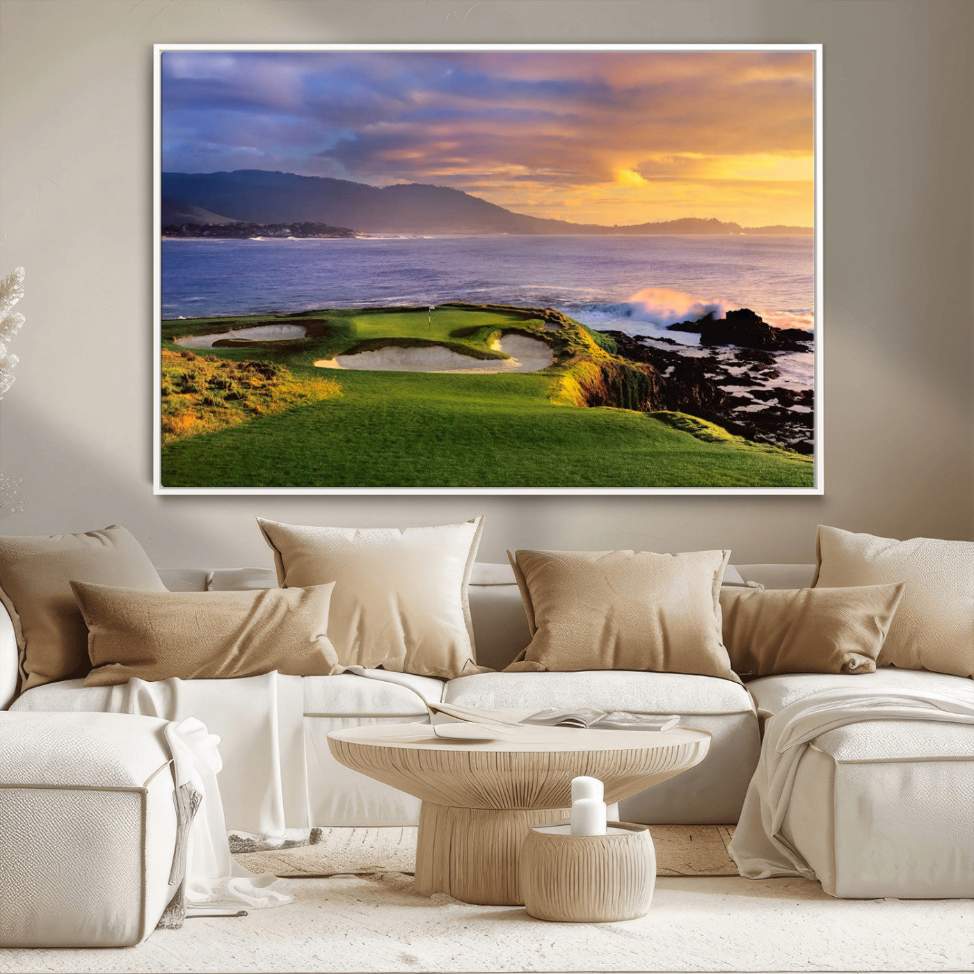 73699248-MGV-CV-36X24-Pebble Beach Golf Links Wall Art Canvas Print – Iconic Coastal Golf Course Artwork, Perfect for Office, Man Cave, or Golf Lover’s Decor