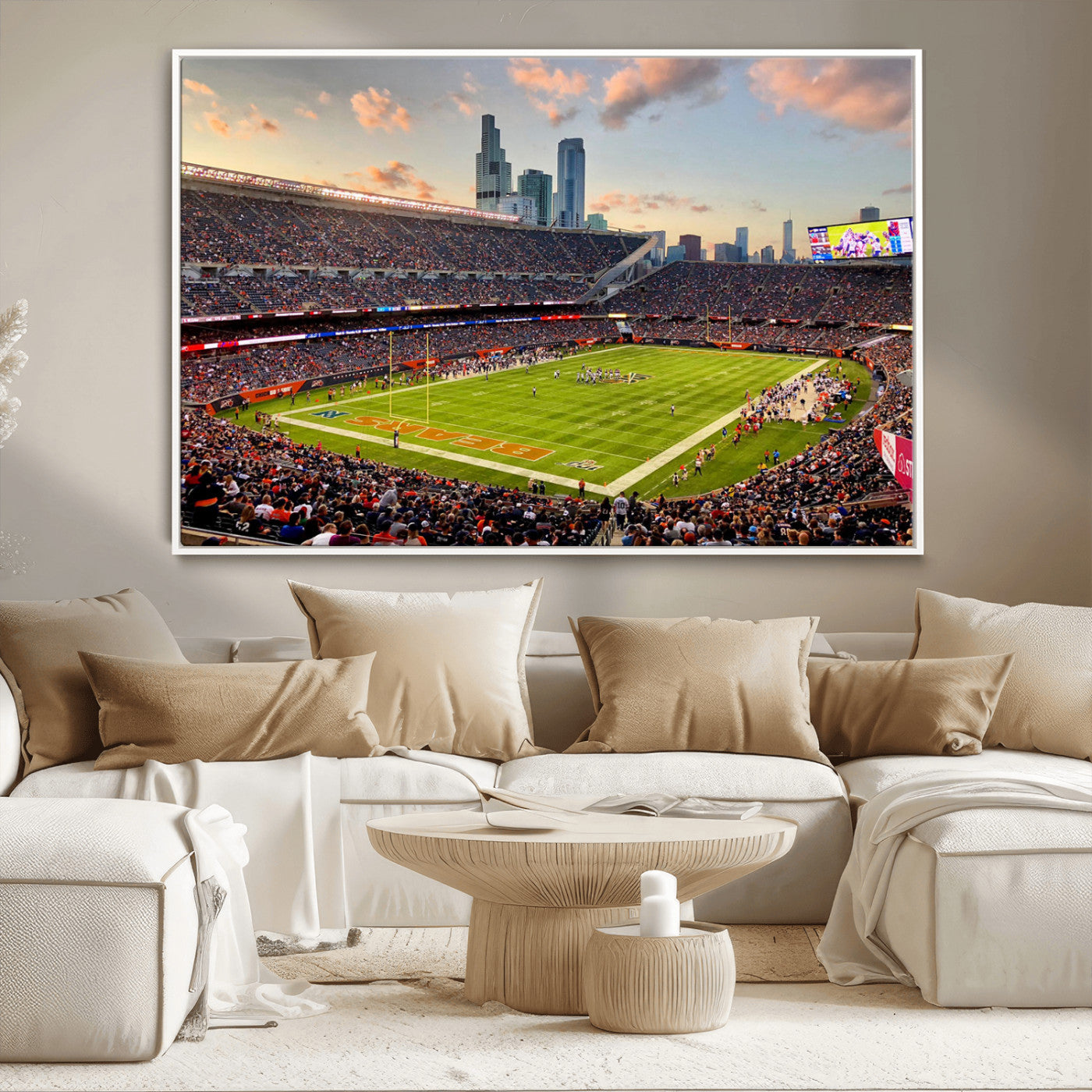 MGV-FC-36X24 - Chicago Bears Soldiers Field Wall Art Canvas Print – Framed Football Stadium Artwork for Sports