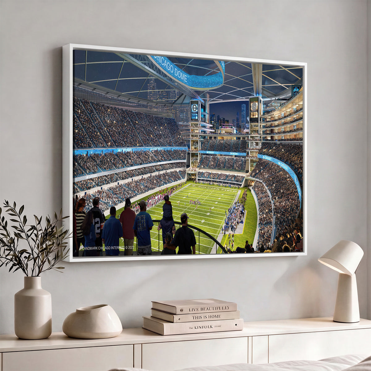 41816511-MGV-CV-36X24 - Chicago Dome Stadium Wall Art Canvas Print, Framed Modern Decor