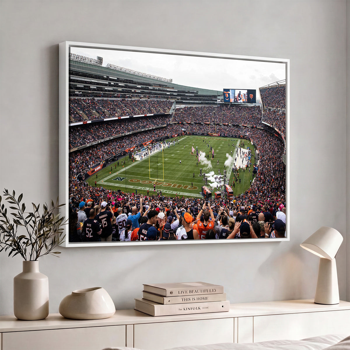 18347149-MGV-CV-36X24 - Chicago Bears Soldier Field Wall Art Canvas Print – Framed Football Stadium Artwork Team Spirit for home, office