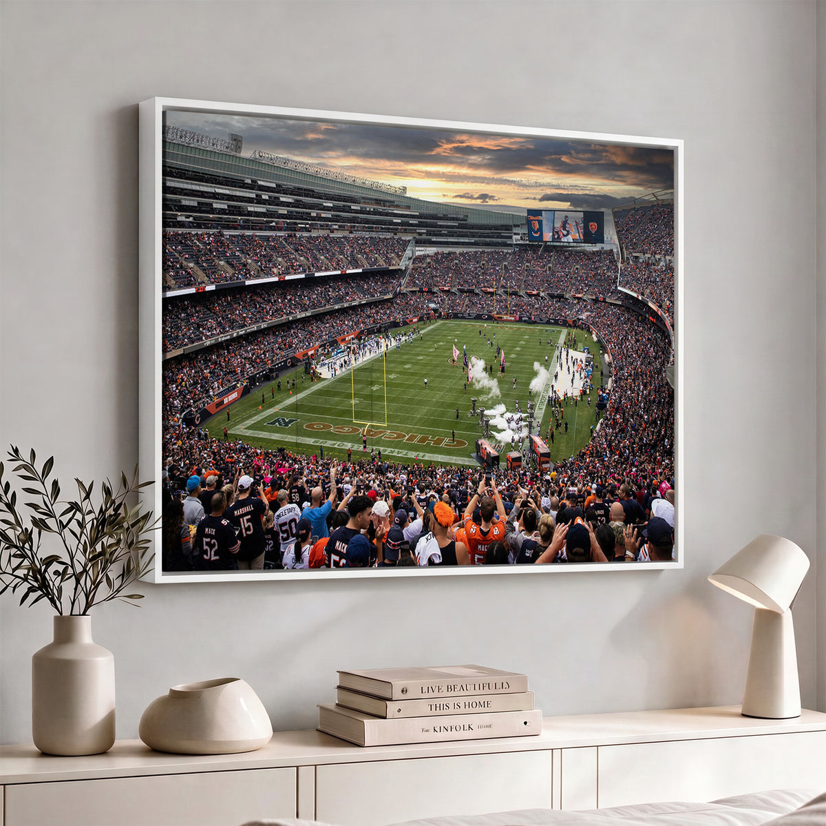 87578930-PAN-FL-20X10 - Chicago Bears Soldiers Field Wall Art Canvas Print, Home Bar Wall Decor