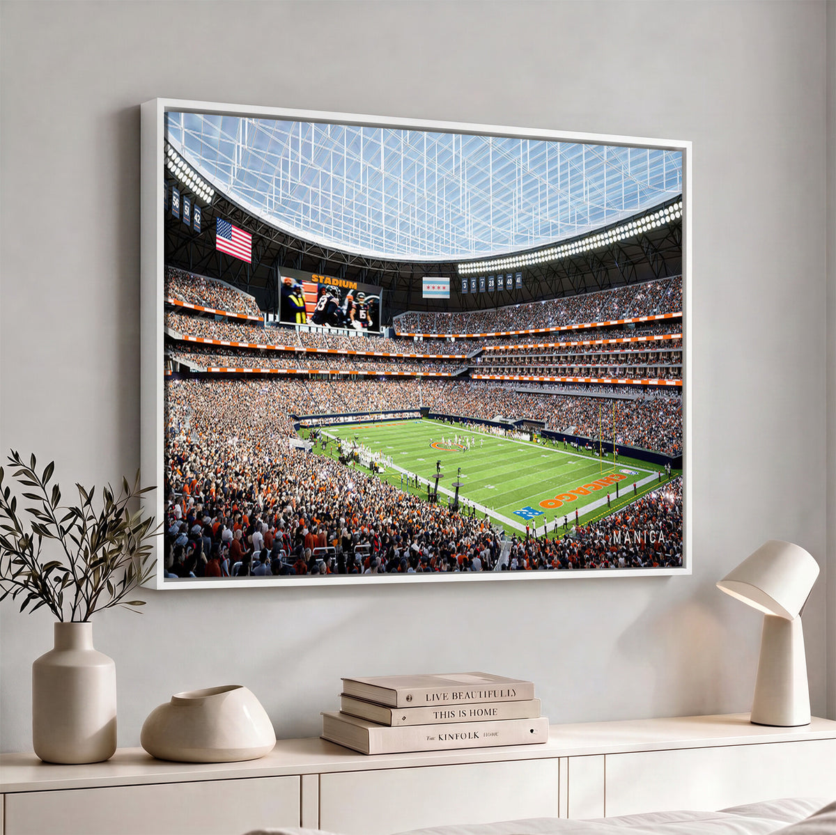32530647-PAN-FL-20X10 - Chicago Bears Soldiers Field Wall Art Canvas Print, Framed and Ready to Hang