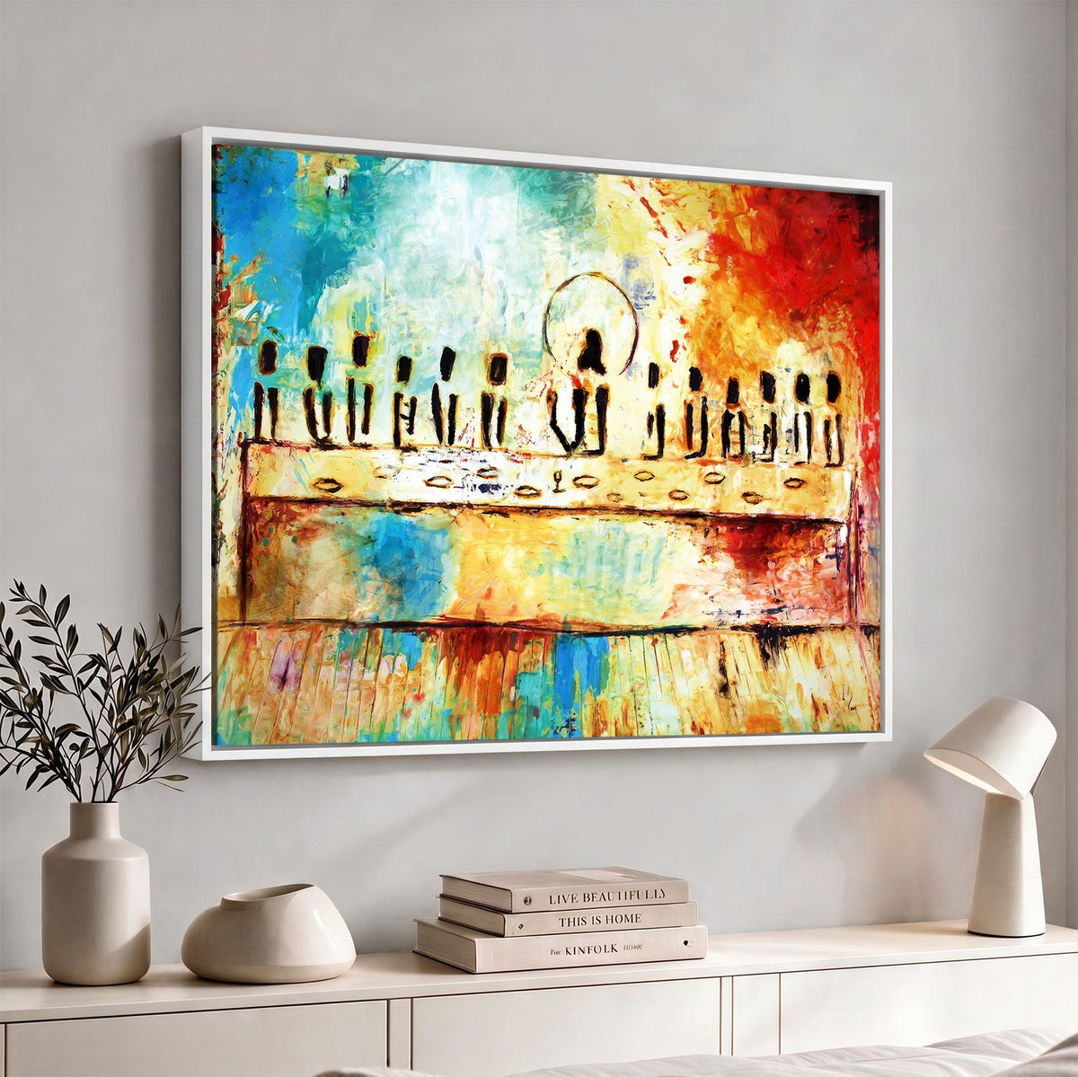 YKE34632598CR-_Poster-30x20 - Abstract Last Supper Wall Art, Jesus and Apostles Canvas Print, Religious Decor