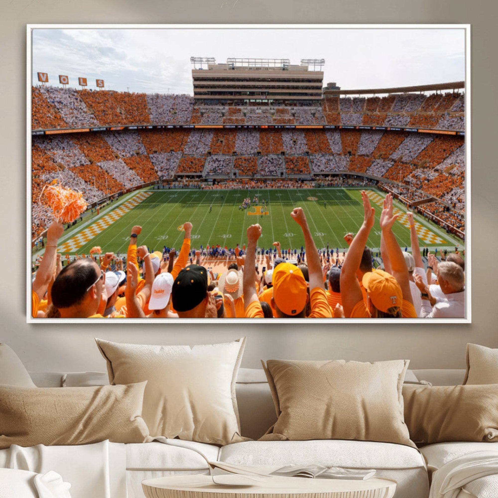 76011417-MGV-CV-36X24-Tennessee Neyland Stadium Wall Art Print, Sports Arena Canvas Wall Art, Panoramic Stadium Canvas Print, Modern Athletic Field Art Printing