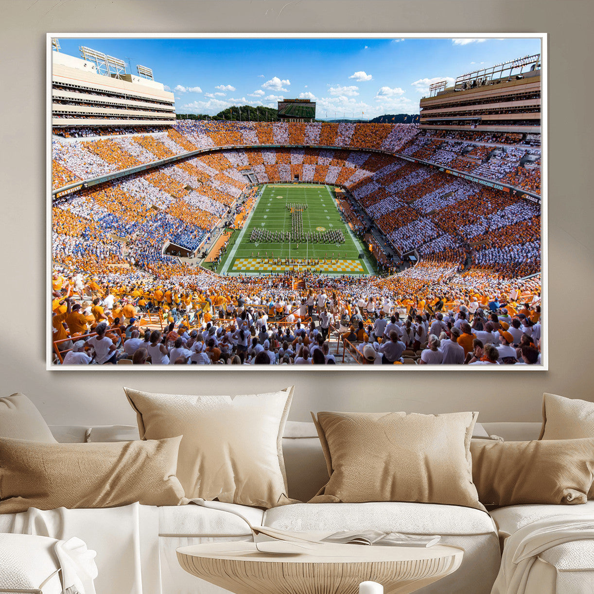 77097951-MGV-FC-36X24 - Tennessee Neyland Stadium Wall Art, Sports Arena Canvas Print, Panoramic Stadium Canvas Artwork for Home, Office