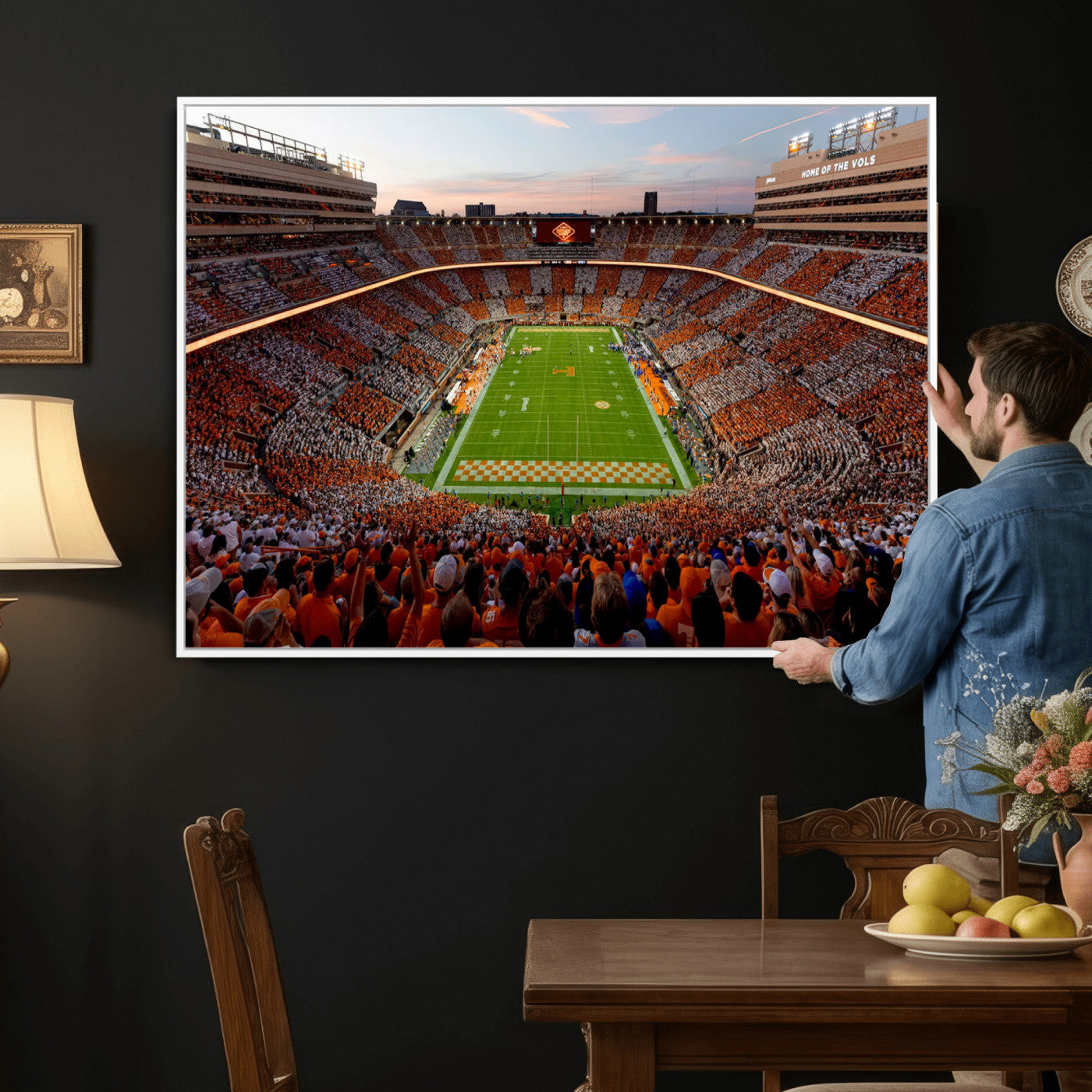 37160229-MGV-CV-36X24 - Tennessee Neyland Stadium Wall Art, Sports Arena Canvas Print, Panoramic Stadium Canvas Artwork for Home, Office