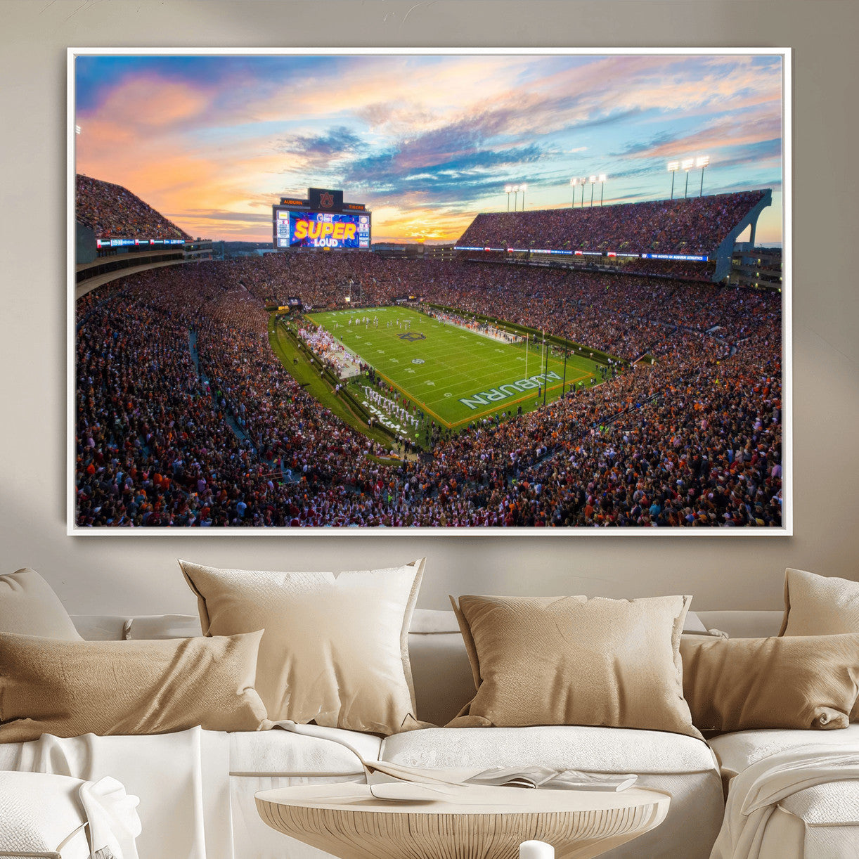 29755746-MGV-CV-36X24-Jordan-Hare Stadium Wall Art Canvas Print, Football Stadium Aerial View, College Sports Art for Man Cave or Game Room