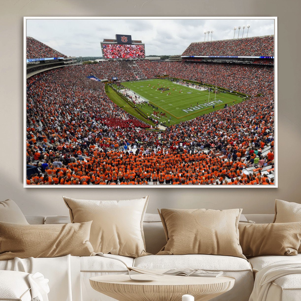 39597998-MGV-CV-36X24-Jordan-Hare Stadium Wall Art Canvas Print, College Sports Art for Man Cave or Game Room, Framed Alabama Football Decor