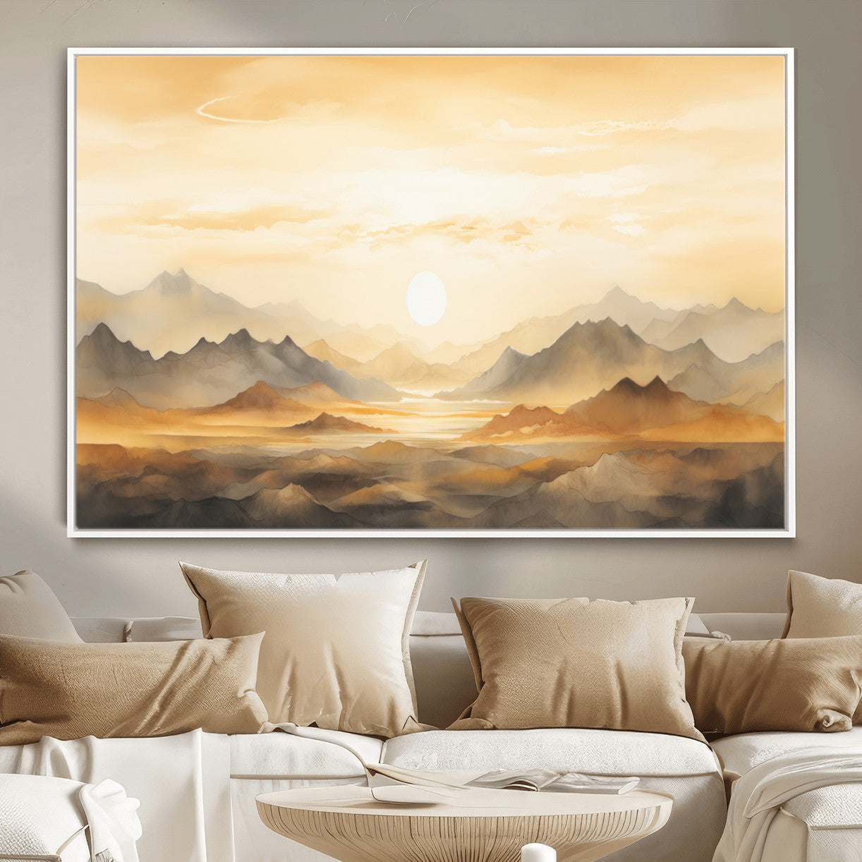 Nihat1-29-MGV-CV-36X24-Sepia Color Abstract Mountain Wall Art Canvas Print