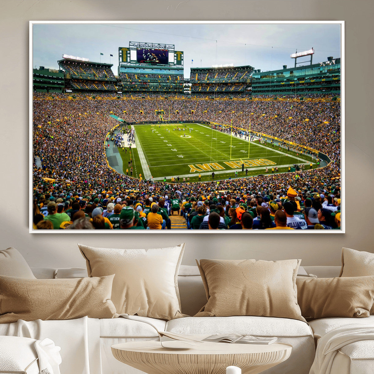 GBP101-MGV-FC-36X24 - Green Bay Packers Lambeau Field Stadium Wall Art Canvas Print, Iconic NFL Football Stadium Artwork, Wisconsin Sports Home Decor