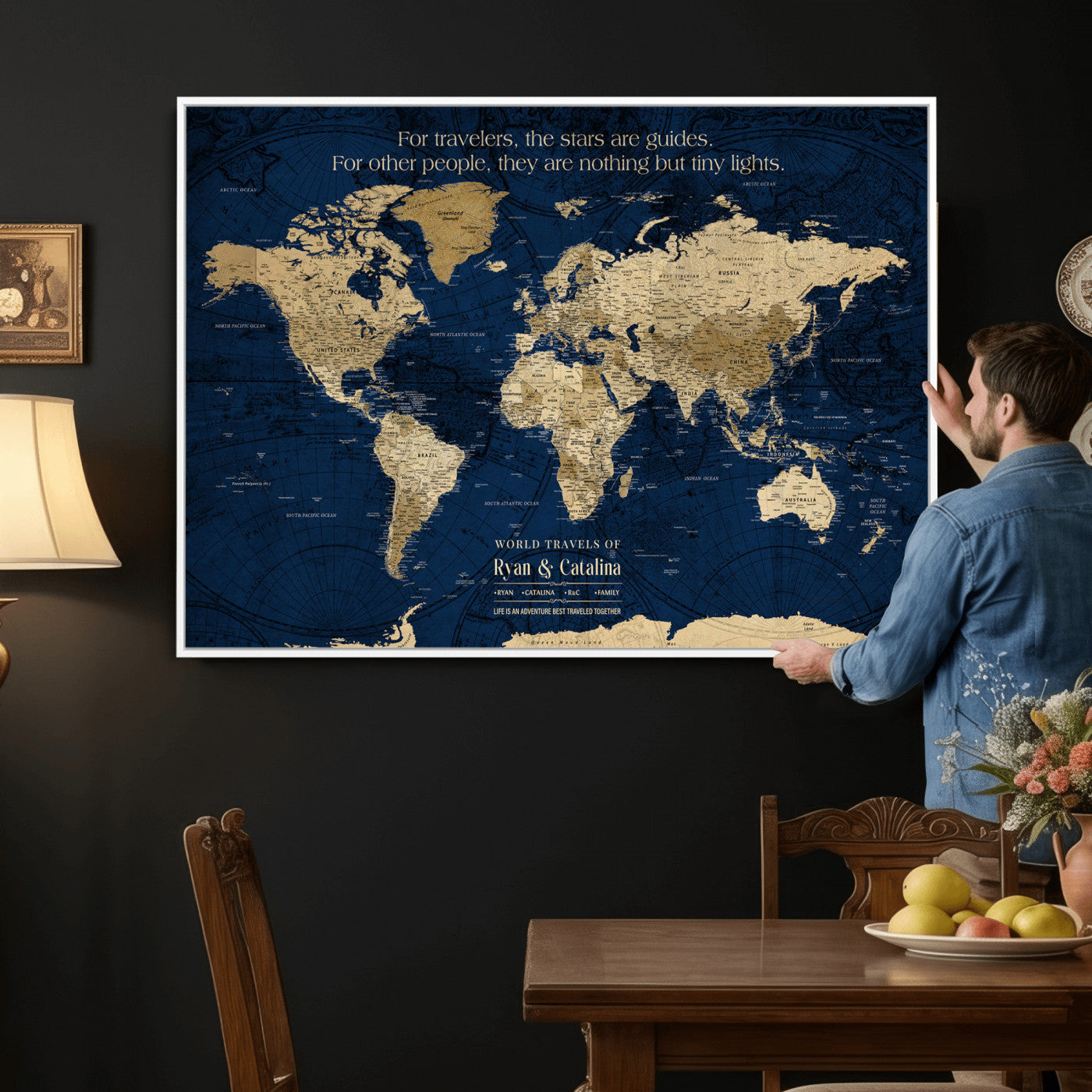 12665245-MGV-FC-36X24 - Personalized Push Pin World Map Wall Art Canvas Print with Pins – Customize  Travel Tracker Map for Home and Office Décor