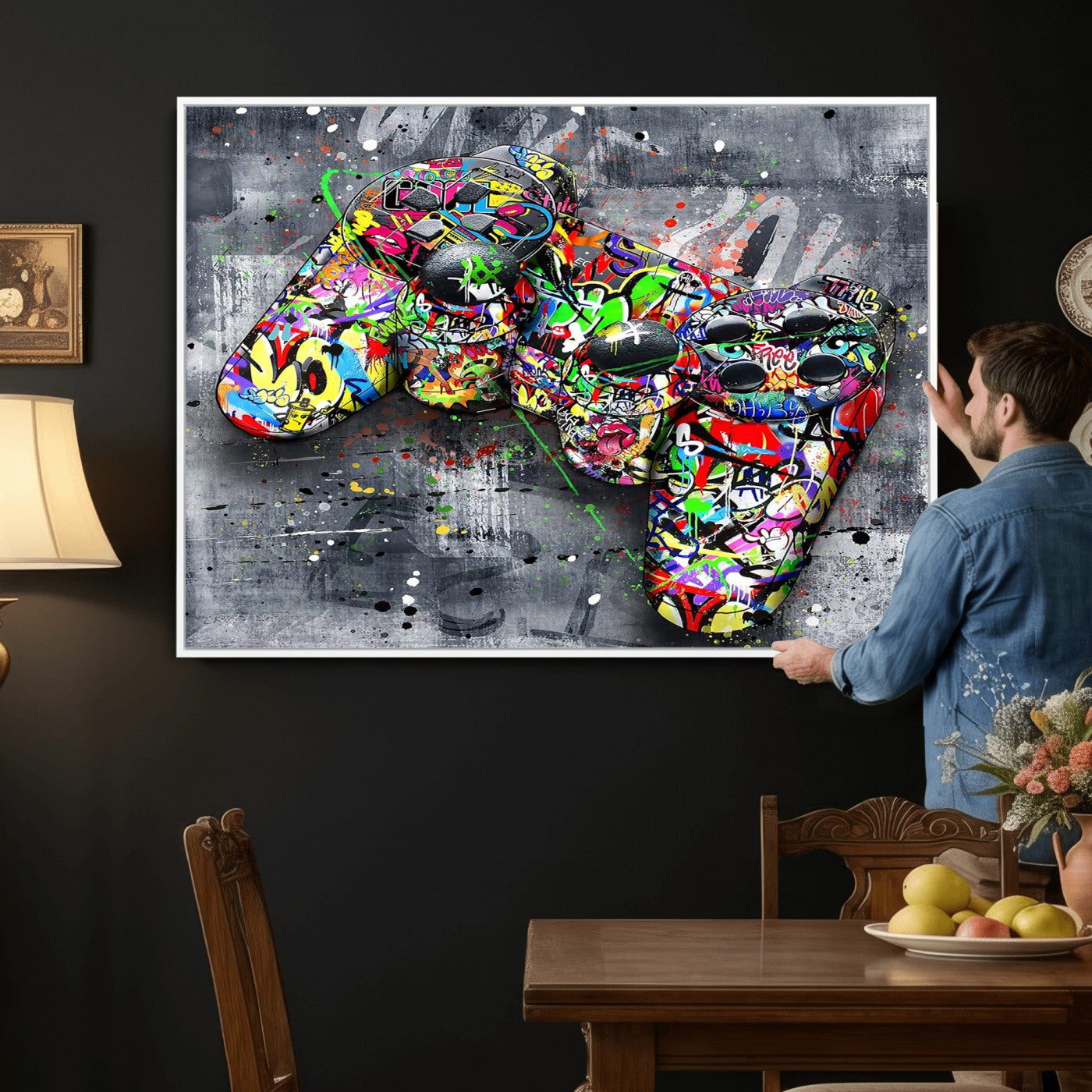 42929610-MGV-CV-36X24 - Graffiti Canvas Wall-Art For Bedroom - Gaming Wall Art For Teen Boys - Abstract Painting Pop Art Modern Home Wall Decor Ready to Hang