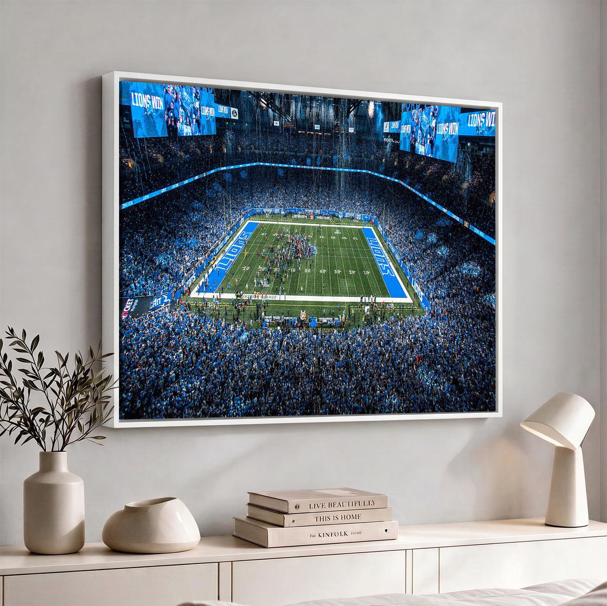 80882005-MGV-CV-36X24 - Detroit Lions Stadium Wall Art Canvas Print, Football Field Panorama