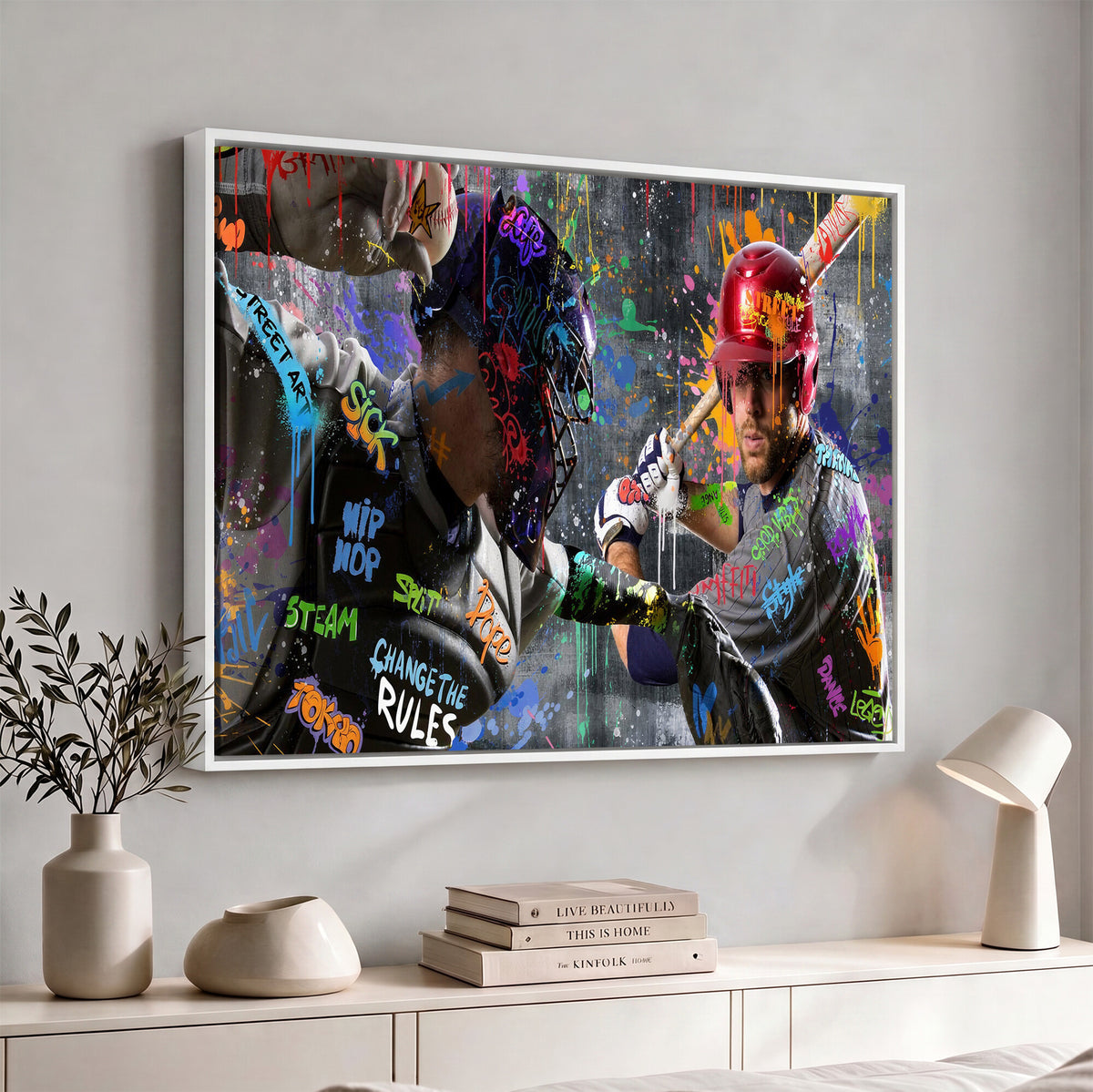 19634994-MGV-CV-36X24 - Graffiti Baseball Player Street Art Wall Art Canvas Print