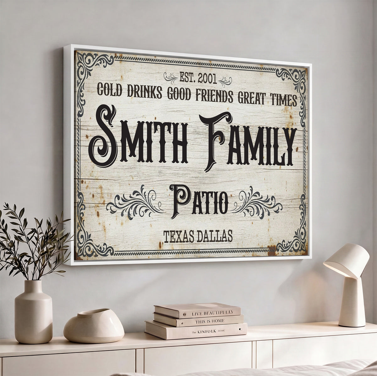82858529-MGV-CV-36X24 - Custom Family Patio Sign Wall Art Canvas Print, Personalized Rustic Backyard Decor