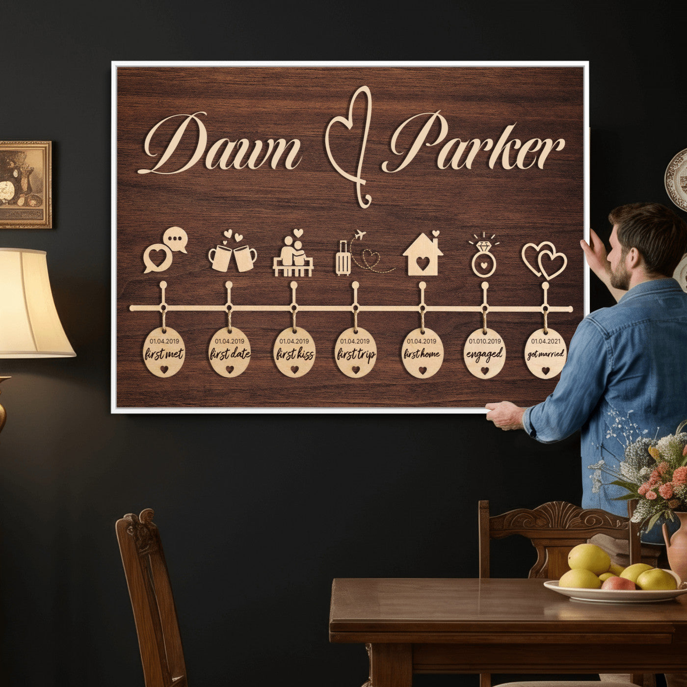 17885538-MGV-CV-36X24 - Wedding Guest Book Alternative Wall Art Canvas Print, Personalized Wedding Signature Poster, Custom Couple Photo Guestbook Canvas