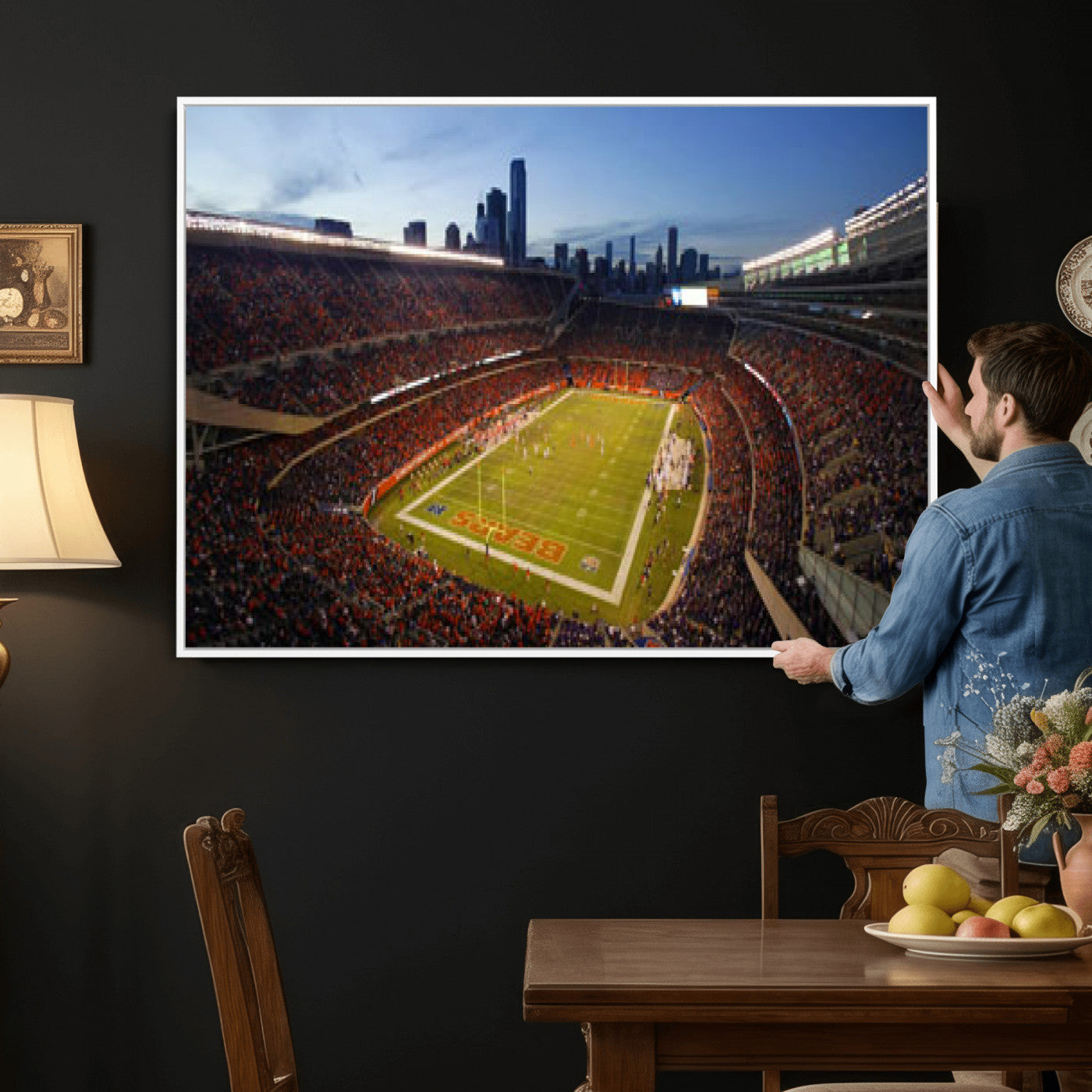 50691720-MGV-CV-36X24 - Chicago Bears Soldier Field Canvas Wall Art, NFL Stadium Panorama Print, Football Arena Photography for Sports Fans
