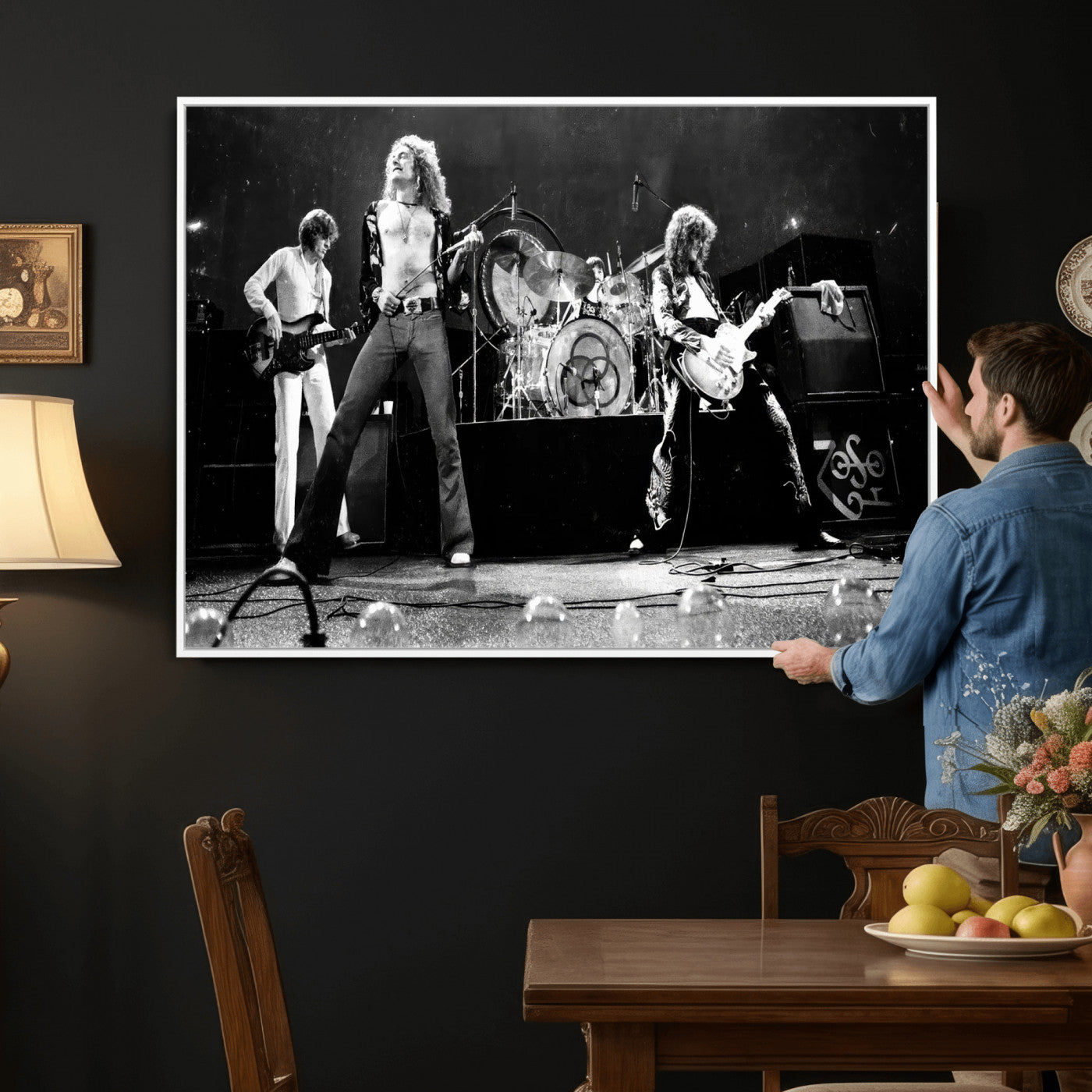 Led Zeppelin Live Concert Canvas Wall Art, Classic Rock Band