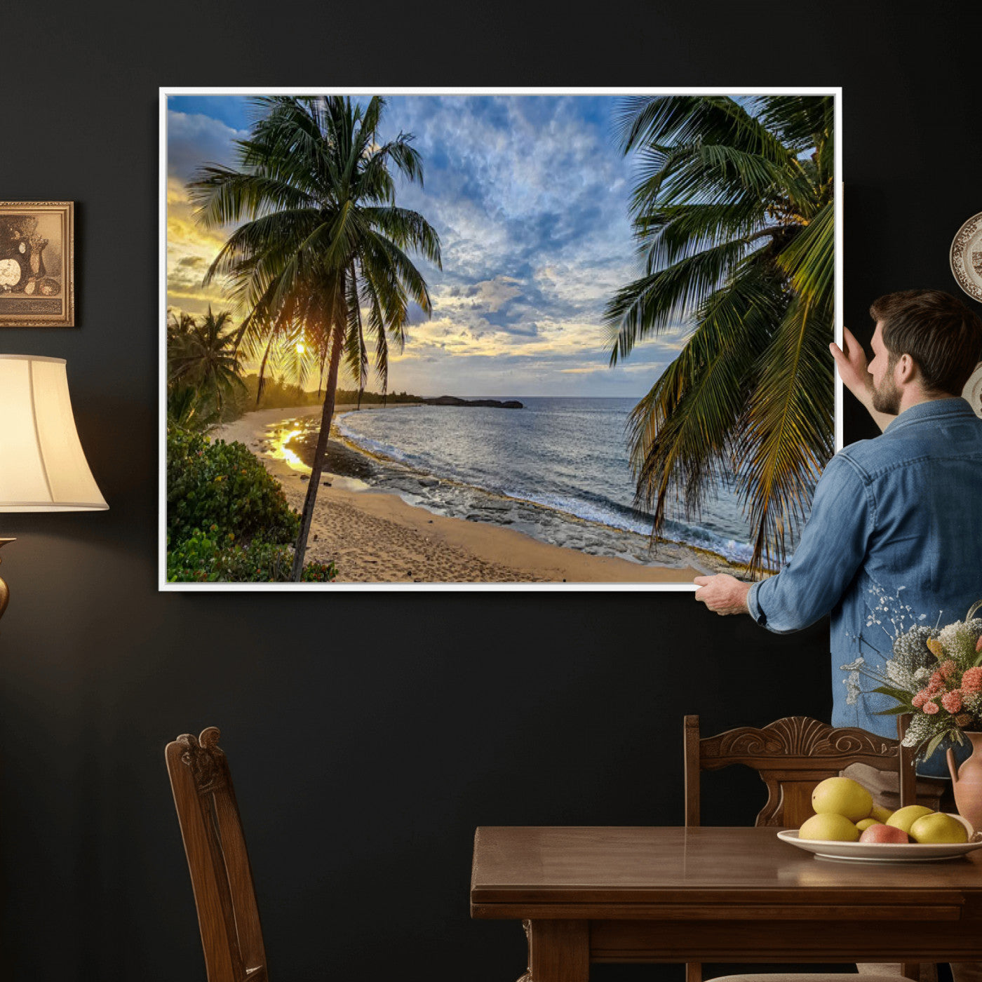 40002010-MGV-CV-36X24 - Mar Chiquita Beach Puerto Rico Canvas Wall Art, Manati Caribbean Coastal Photography Print, Tropical Ocean Sunset Decor