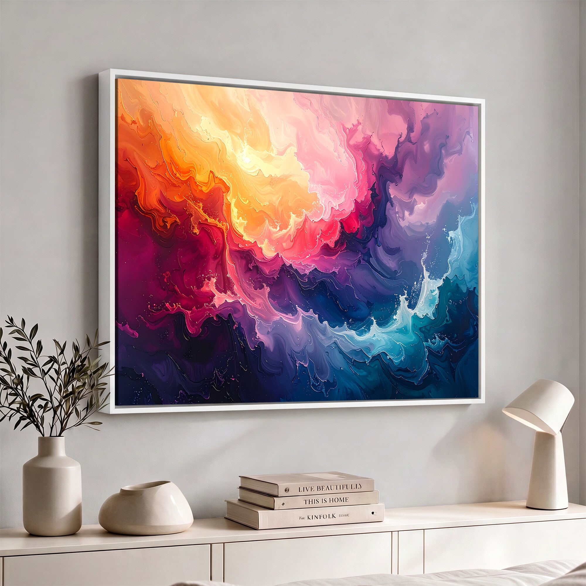 16157633-MGV-CV-36X24 - Large Colorful Abstract Canvas Wall Art Print, Vibrant Popup Color Art Print