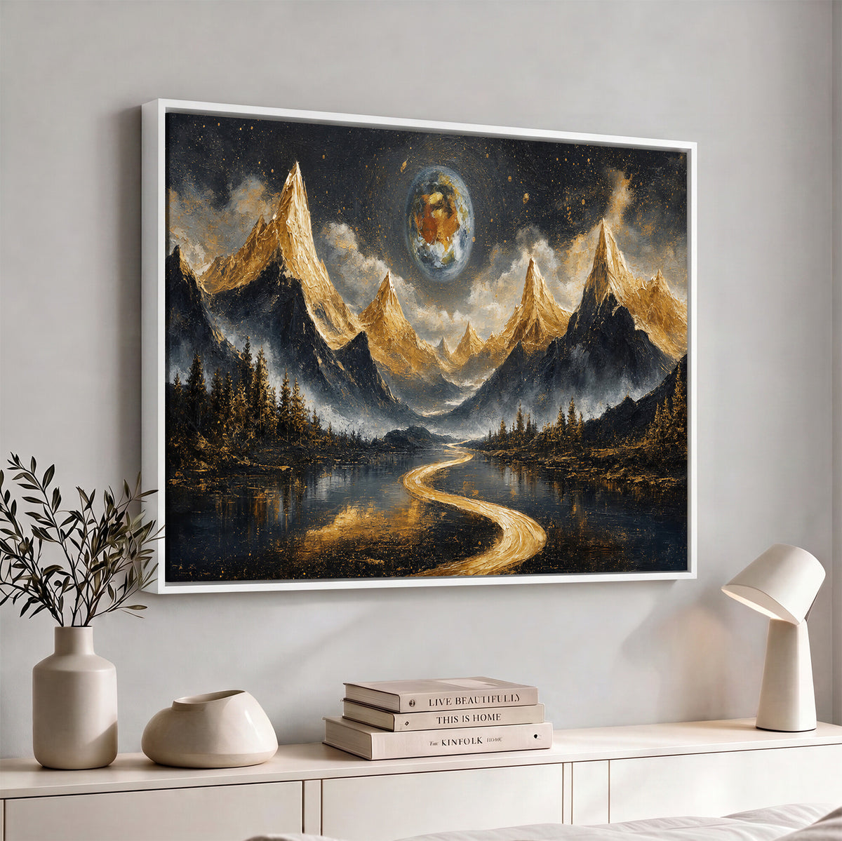 34202127-MGV-CV-36X24 - Abstract Mountain Wall Art Canvas Print Modern Landscape Painting Print