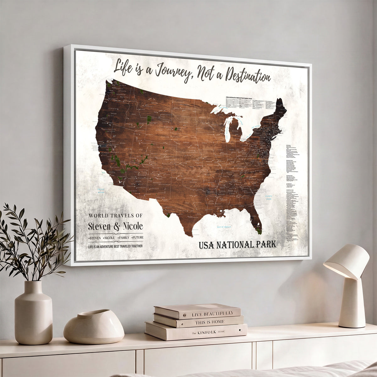 24049800-MGV-CV-36X24 - Personalized USA National Park Push Pin Travel Map Canvas Print