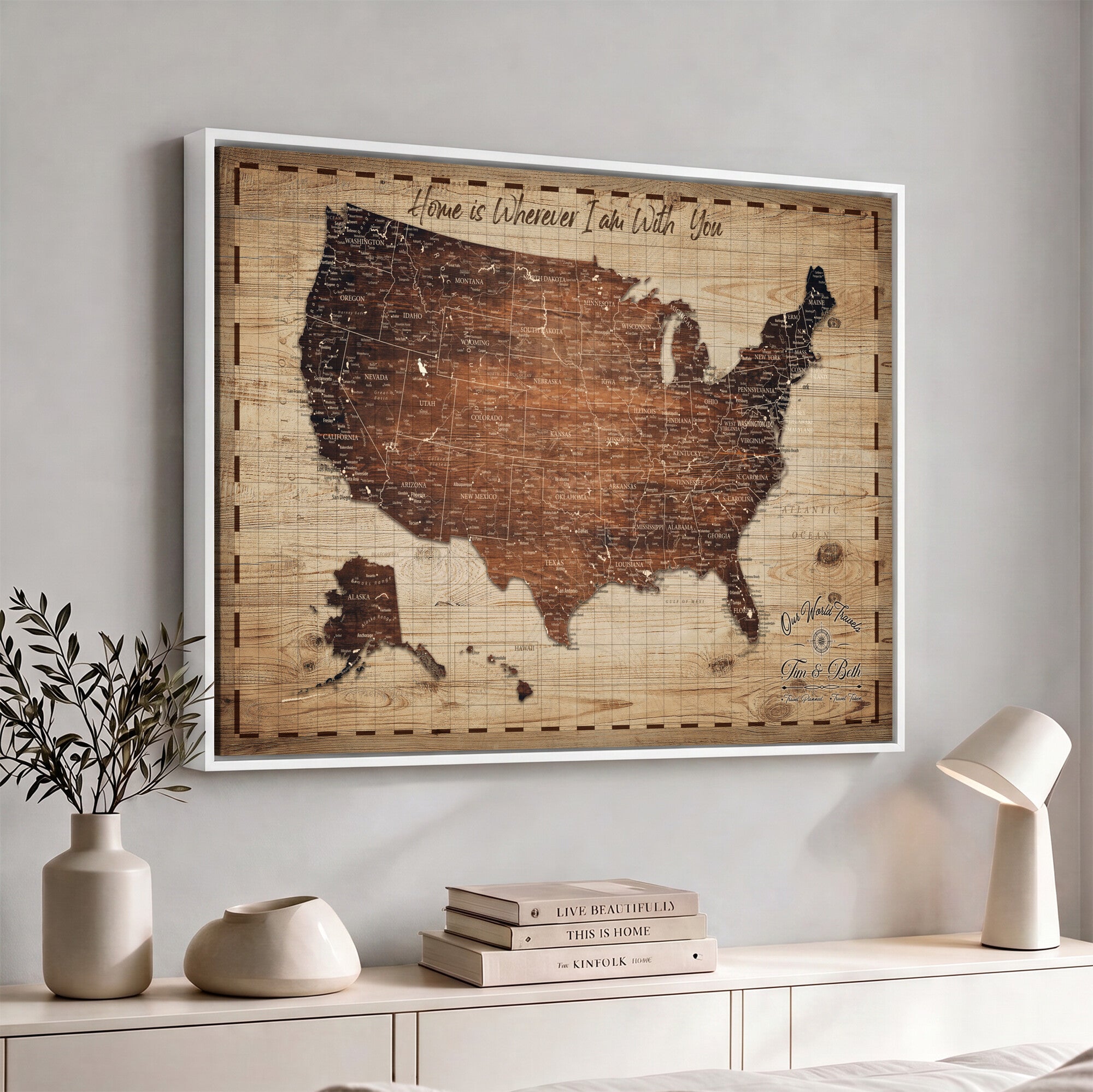 19102499U-MGV-CV-36X24 - Personalized USA Push Pin Travel Map Canvas for Adventure Wall Decor