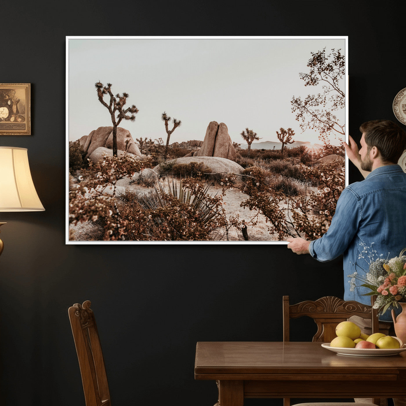 75778944-MGV-CV-36X24 - Joshua Tree Desert Canvas Wall Art Print | Desert Landscape Photography, Boho Southwest Wall Decor, Nature Canvas - Ready to Hang