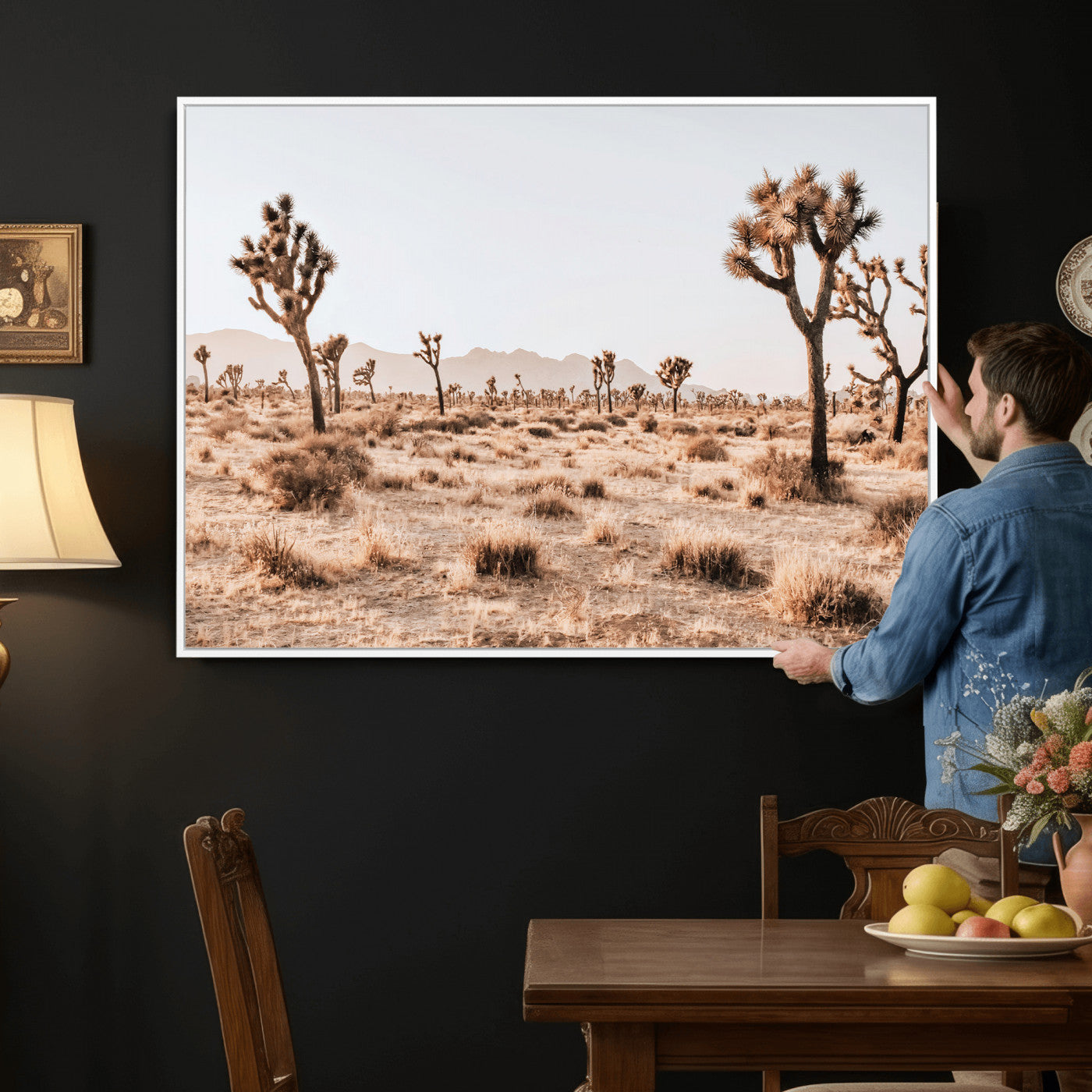 33549408-MGV-CV-36X24 - Joshua Tree Desert Canvas Wall Art Print, Desert Landscape Photography, Boho Southwest Wall Decor, Nature Canvas, Ready to Hang