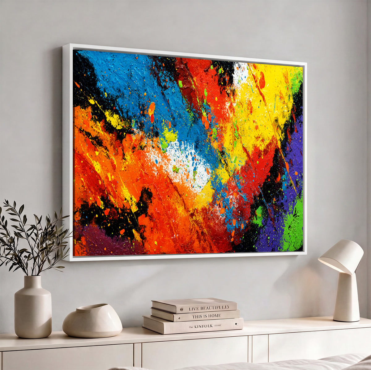 74888753-MGV-CV-36X24 - Vibrant Blue Abstract Canvas Wall Art Colorful Painterly Oil Painting Style Print