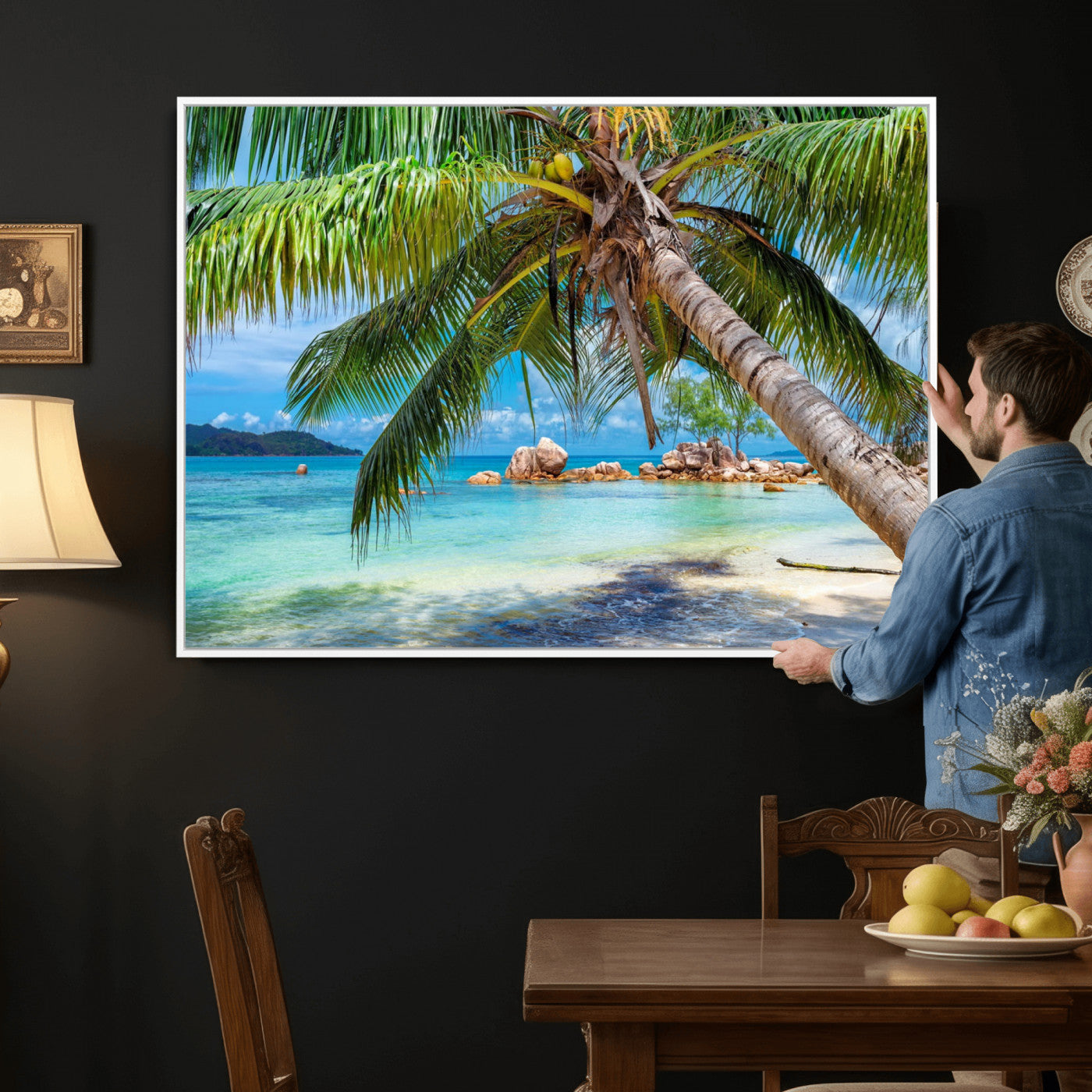 86824715-MGV-CV-36X24 - Seychelles Beach Canvas Wall Art - Anse Volbert Praslin Island Print
