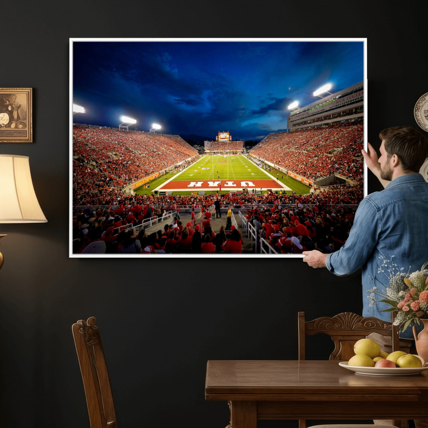 74019251-MGV-CV-36X24 - Rice-Eccles Stadium Wall Art Canvas Print - Utah Salt Lake City Stadium Print