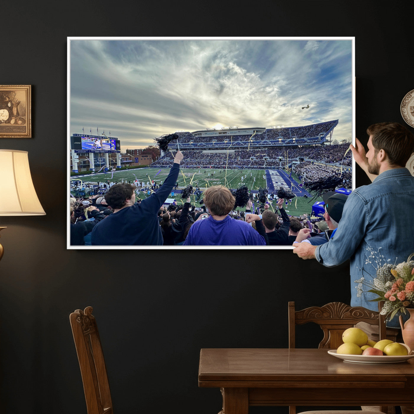 400867JMU-MGV-CV-36X24 - JMU Stadium Wall Art Canvas Print for Game Room Decor - James Madison University Stadium