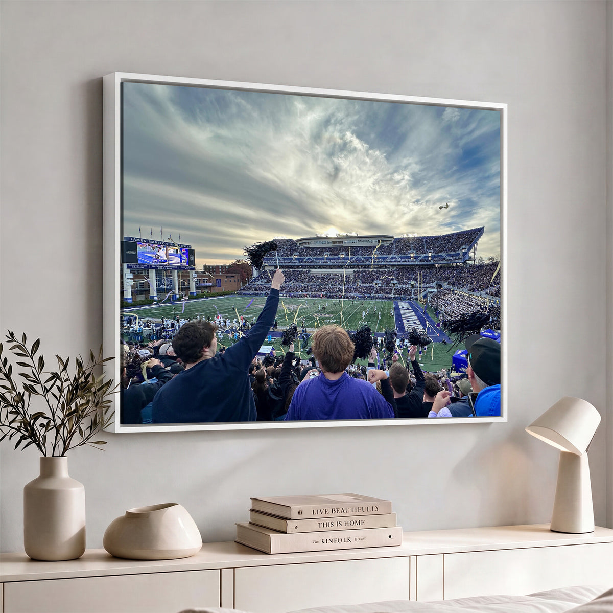 400867JMU-MGV-CV-36X24 - JMU Stadium Wall Art Canvas Print for Game Room Decor - James Madison University Stadium