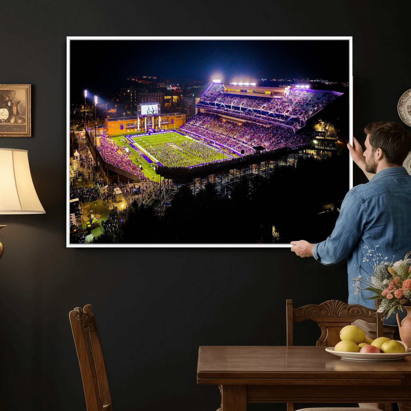 400867JMU2-MGV-CV-36X24 - JMU Stadium Wall Art Canvas Print for Game Room Decor - James Madison University Stadium