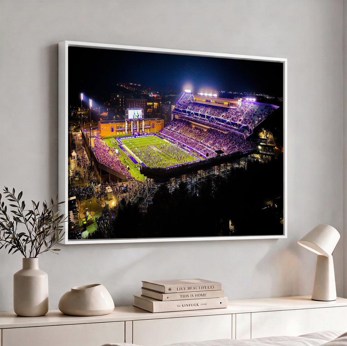 400867JMU2-MGV-CV-36X24 - JMU Stadium Wall Art Canvas Print for Game Room Decor - James Madison University Stadium