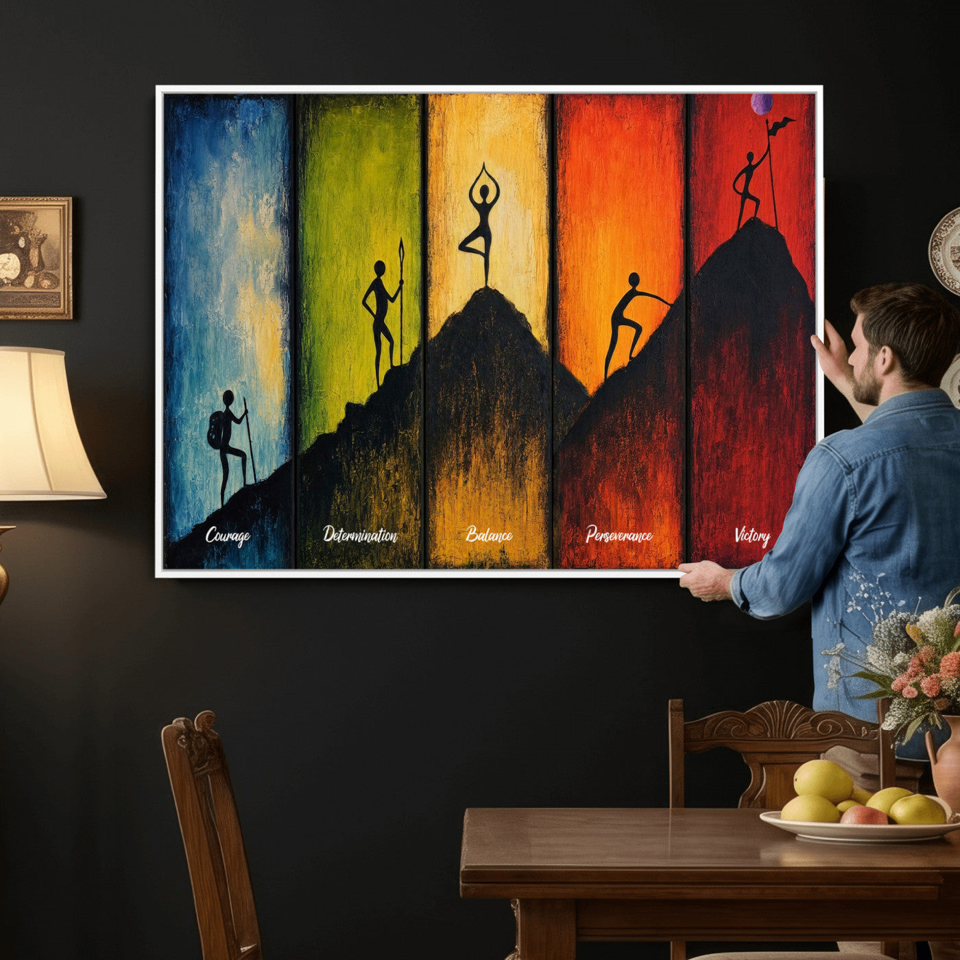 59418630-MGV-CV-36X24 - Success Journey Courage to Victory Wall Art Canvas Print - Motivational Office Decor
