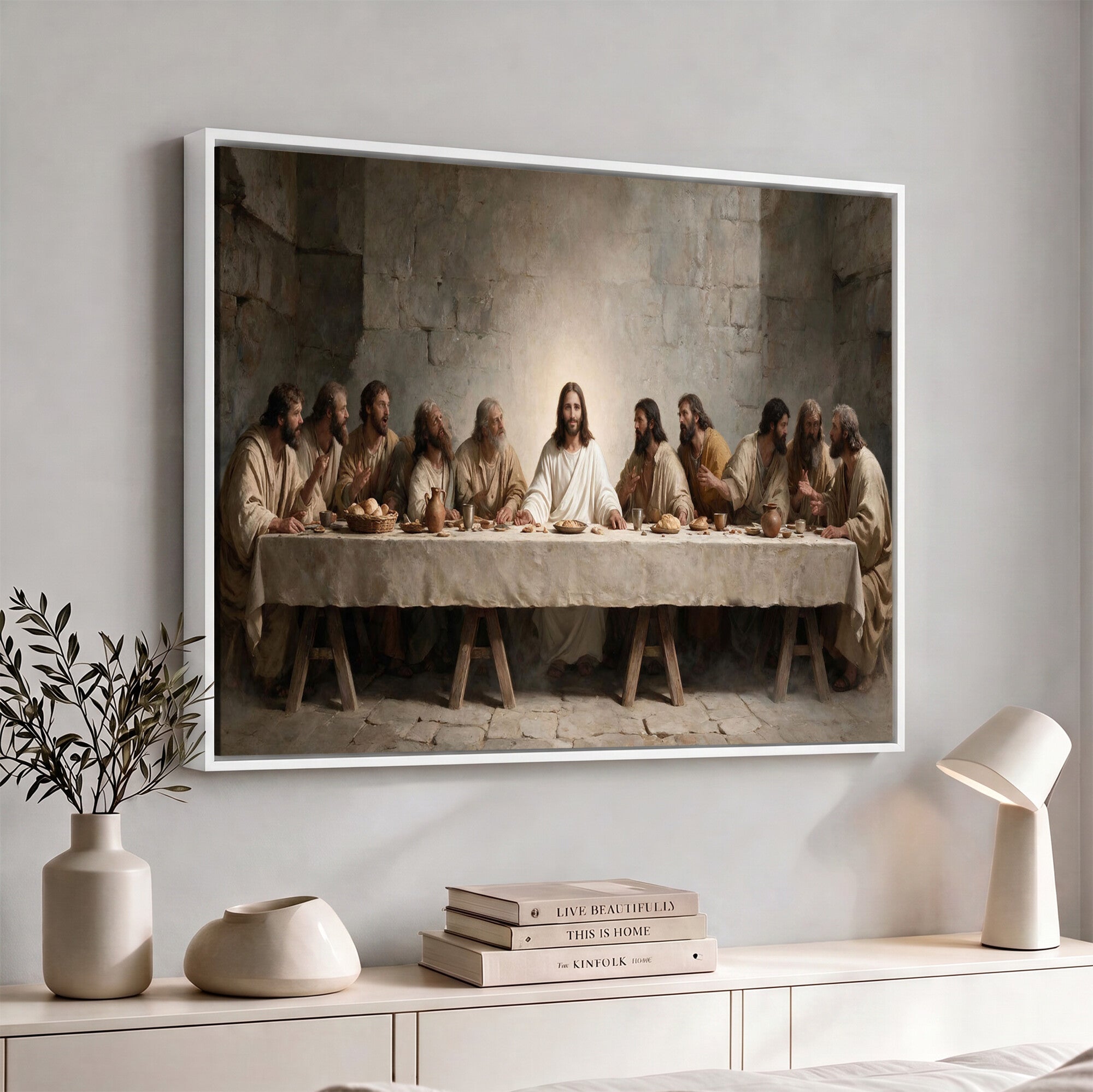 69633087-MGV-CV-36X24 - The Last Supper of Jesus Christ Wall Art Canvas Print - Classical Christian Faith Home Decor