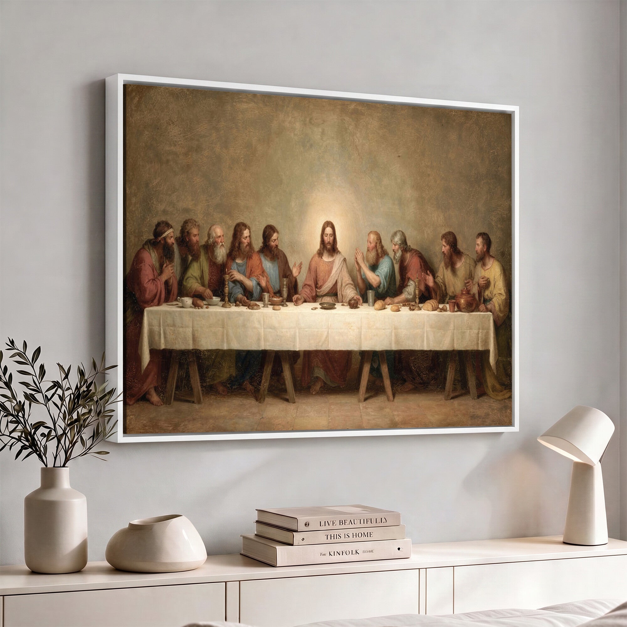 50761248-MGV-CV-36X24 - The Last Supper of Jesus Christ Wall Art Canvas Print - Classical Christian Faith Home Decor