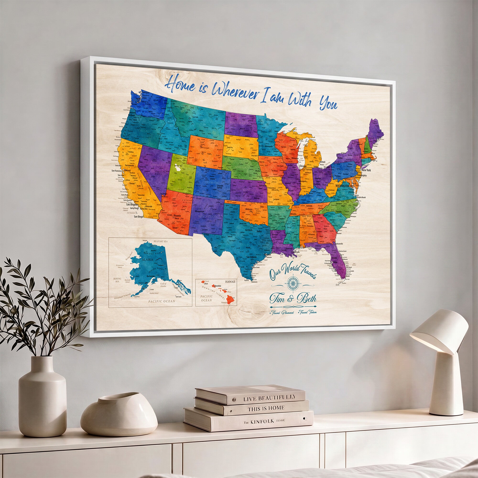 588510355-MGV-CV-36X24 - Personalized USA Push Pin Travel Map – Custom United States Map Wall Art