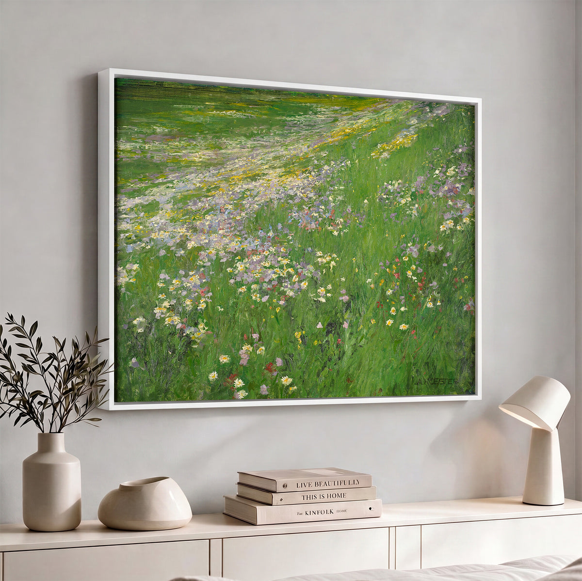 63535040-MGV-CV-36X24 - Alexander Koester Flower Meadow Canvas Wall Art, Vintage Landscape Print