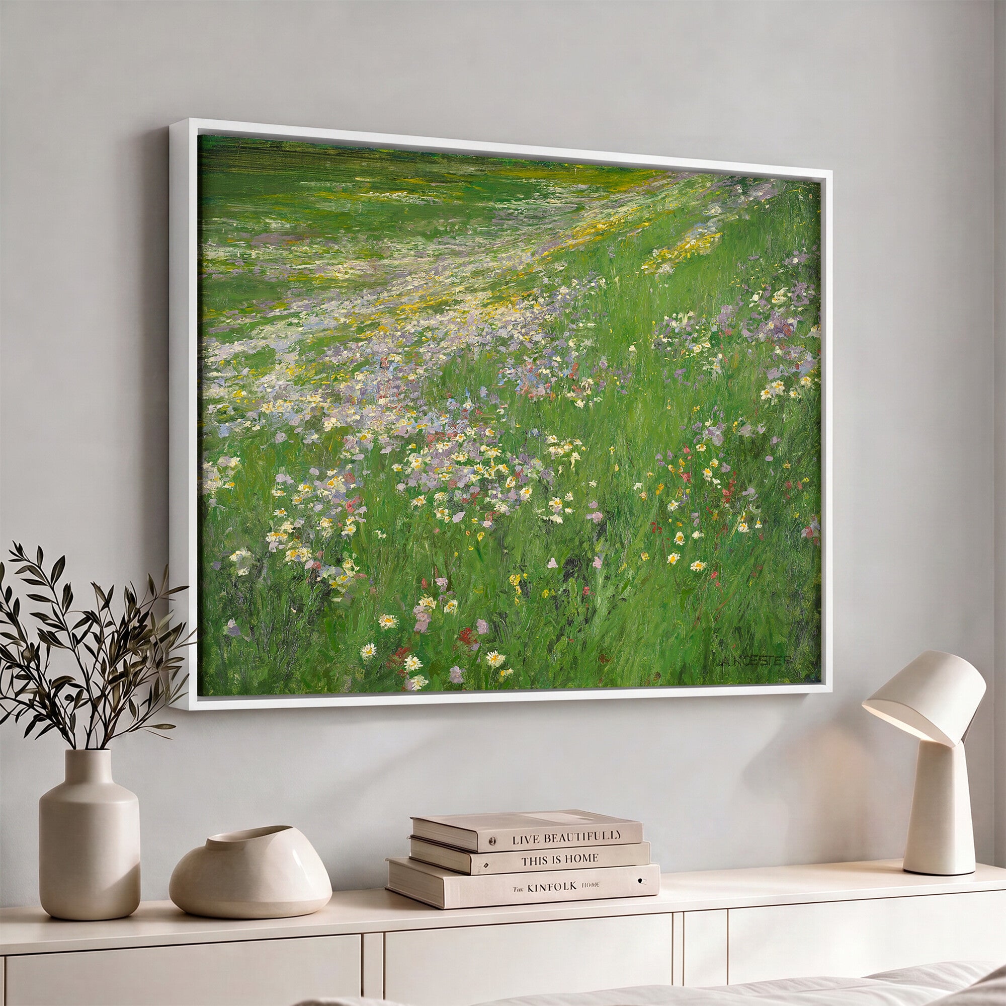 63535040-MGV-CV-36X24 - Alexander Koester Flower Meadow Canvas Wall Art, Vintage Landscape Print