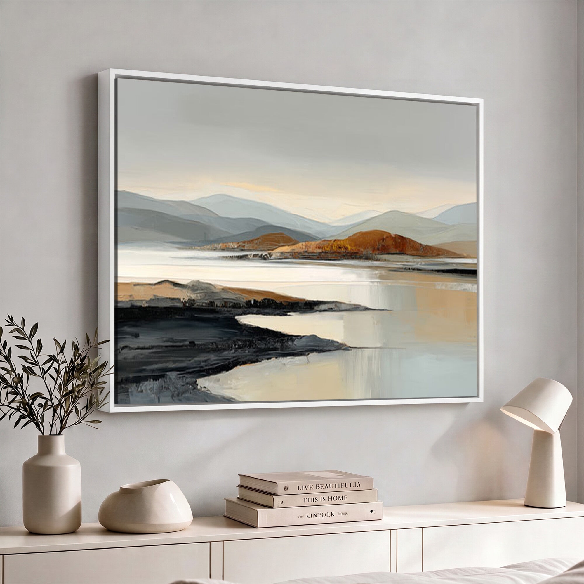 56450386-MGV-CV-36X24 - Modern Abstract Landscape Canvas Wall Art, Minimalist Nature Printing