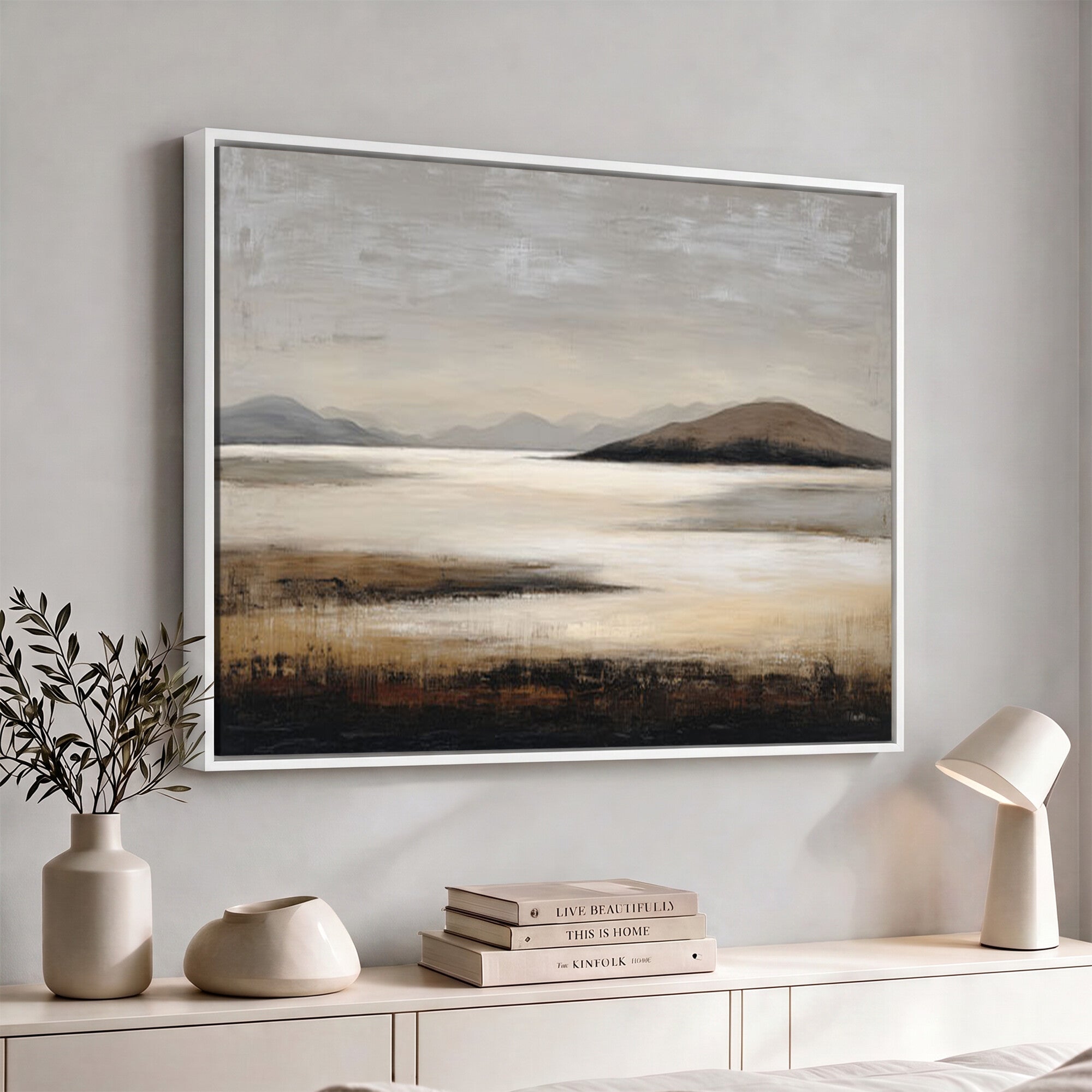 70892205-MGV-CV-36X24 - Modern Abstract Landscape Canvas Wall Art, Minimalist Nature Printing