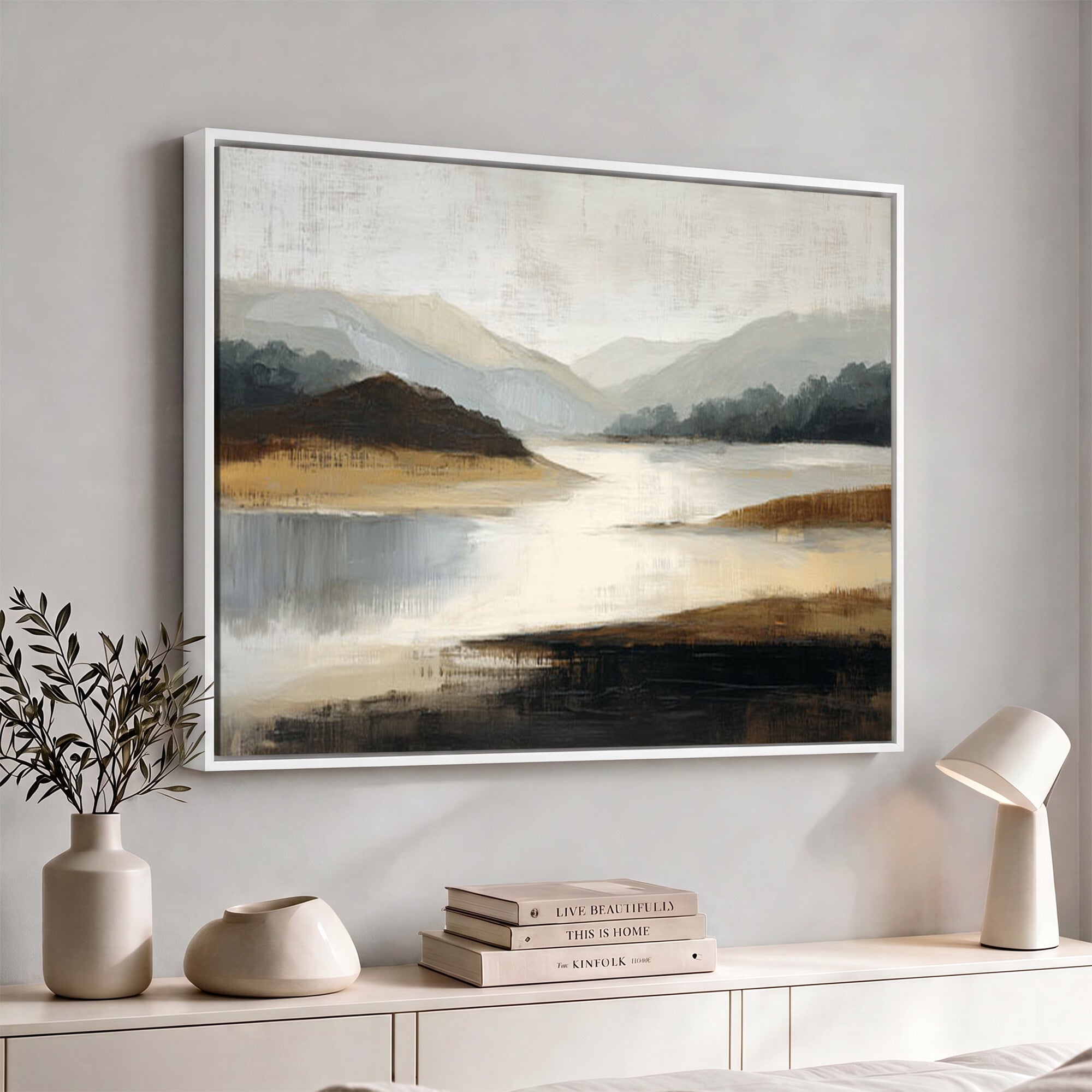 36730896-MGV-CV-36X24 - Modern Abstract Landscape Canvas Wall Art, Minimalist Nature Printing
